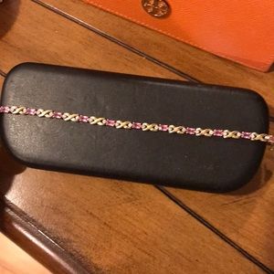 Pink sapphire and diamond bracelet